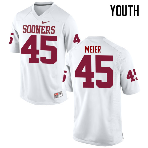 Youth Oklahoma Sooners #45 Carson Meier College Football Jerseys Game-White - Click Image to Close